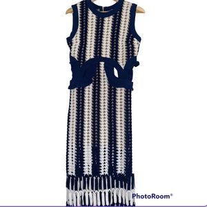 Sleeveless Lace Hollow out White Blue , Long Dress, summer dress.